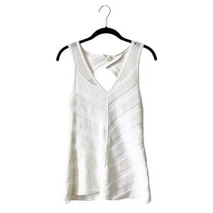 Anthropologie Moth White Knit Top Women's Size S Vest Cutout Sleeveless Textured